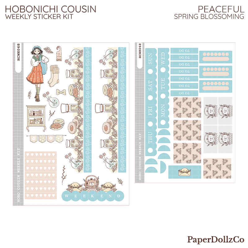 Peaceful Spring Blossoming Hobonichi Cousin Weekly Kit - hcwk068
