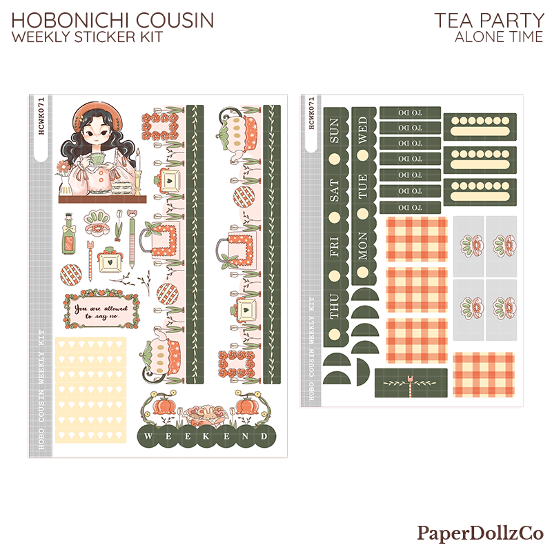 Tea Party Alone Time Hobonichi Cousin Weekly Kit - hcwk071