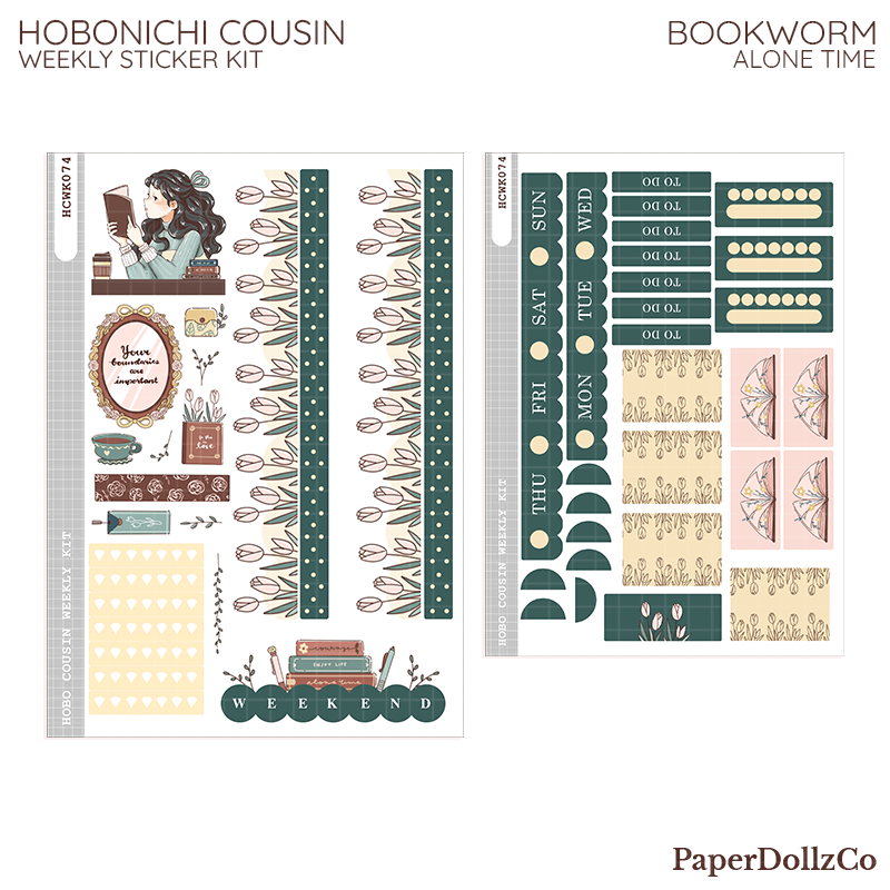 Bookworm Alone Time Hobonichi Cousin Weekly Kit - hcwk074