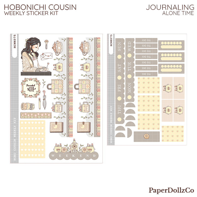 Journaling Alone Time Hobonichi Cousin Weekly Kit - hcwk075