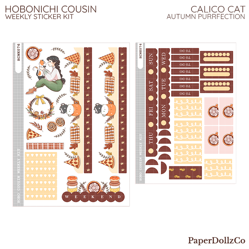 Calico Cat Hobonichi Cousin Weekly Kit - hcwk076
