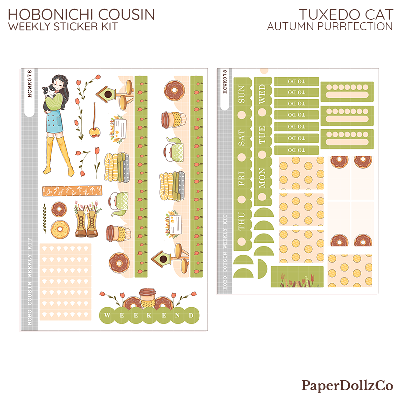 Tuxedo Cat Hobonichi Cousin Weekly Kit - hcwk078