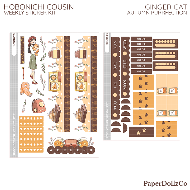 Ginger Cat Hobonichi Cousin Weekly Kit - hcwk079