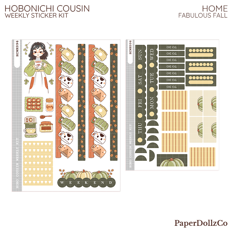 Home Fabulous Fall Hobonichi Cousin Weekly Kit - hcwk096