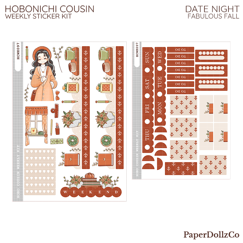 Date Night Fabulous Fall Hobonichi Cousin Weekly Kit - hcwk097