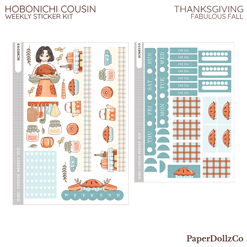 Thanksgiving Fabulous Fall Hobonichi Cousin Weekly Kit - hcwk099