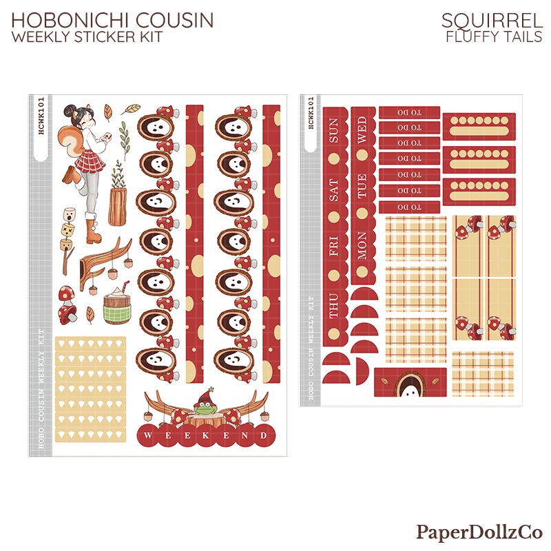 Squirrel Fluffy Tails Hobonichi Cousin Weekly Kit - hcwk101