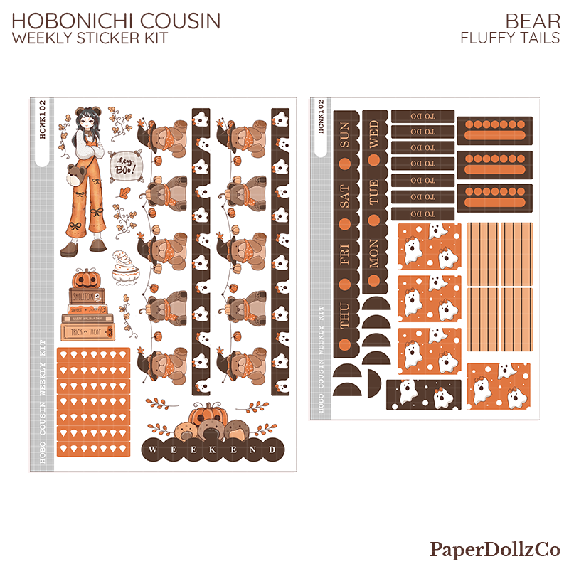 Bear Fluffy Tails Hobonichi Cousin Weekly Kit - hcwk102