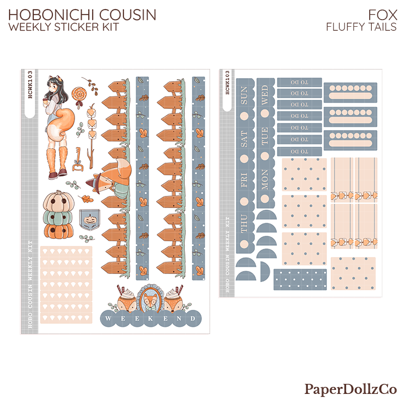 Fox Fluffy Tails Hobonichi Cousin Weekly Kit - hcwk103