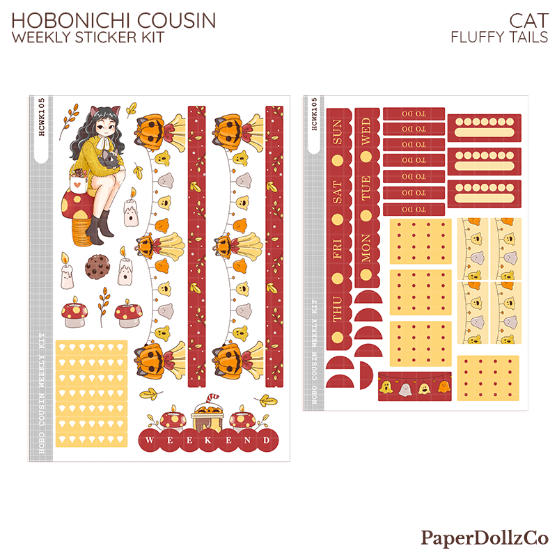 Cat Fluffy Tails Hobonichi Cousin Weekly Kit - hcwk105