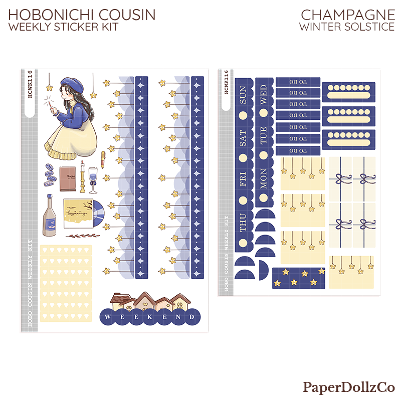 Champagne Winter Solstice Hobonichi Cousin Weekly Kit - hcwk116