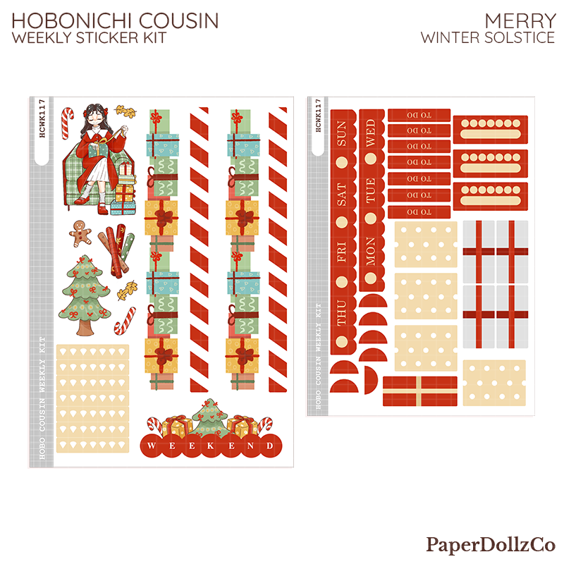Merry Winter Solstice Hobonichi Cousin Weekly Kit - hcwk117