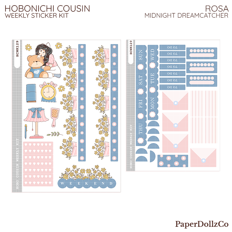 Rosa | Midnight Dreamcatcher | Hobonichi Cousin Weekly Kit - hcwk129