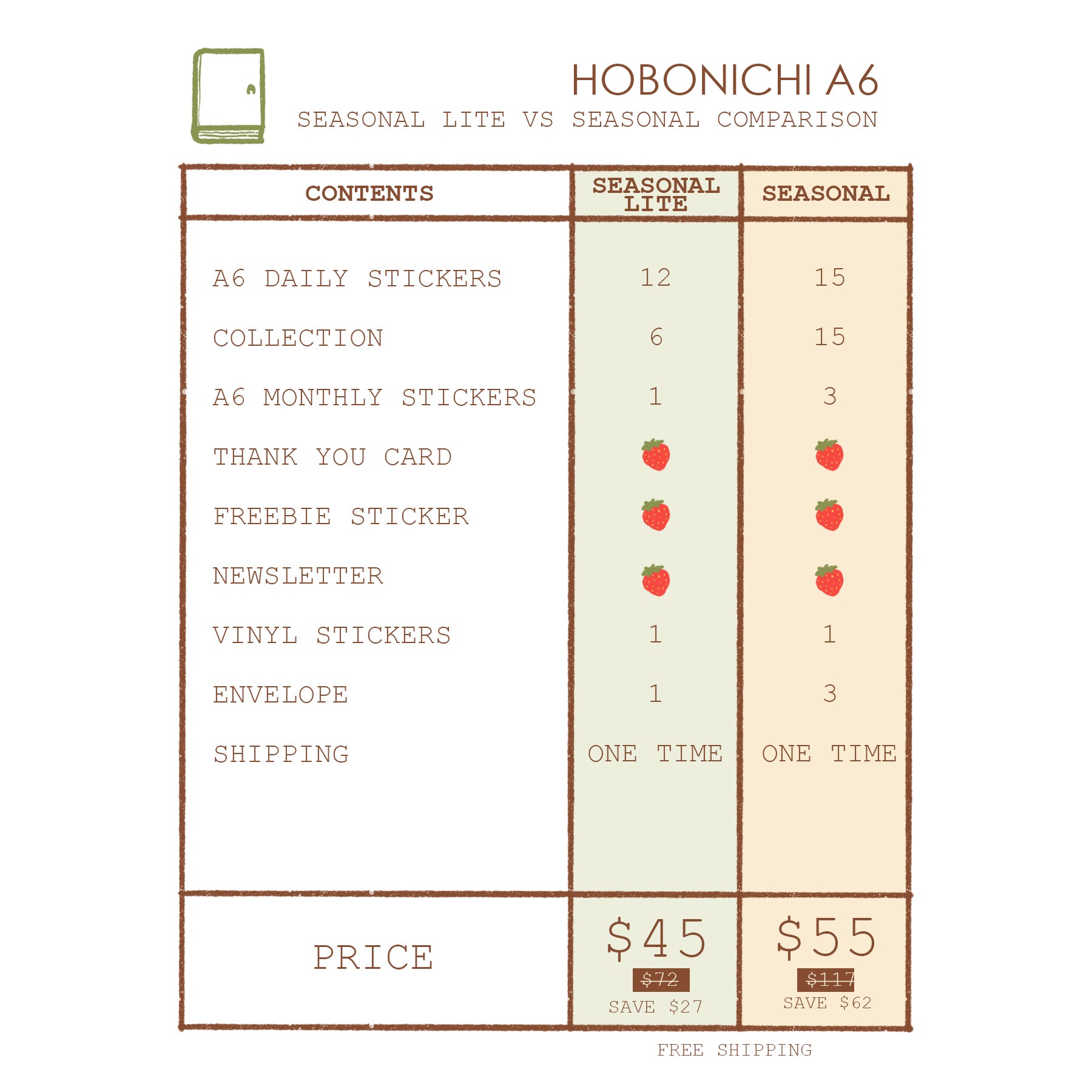 Seasonal | Hobonichi A6 | Dear Dolly Snail Mail Subscription