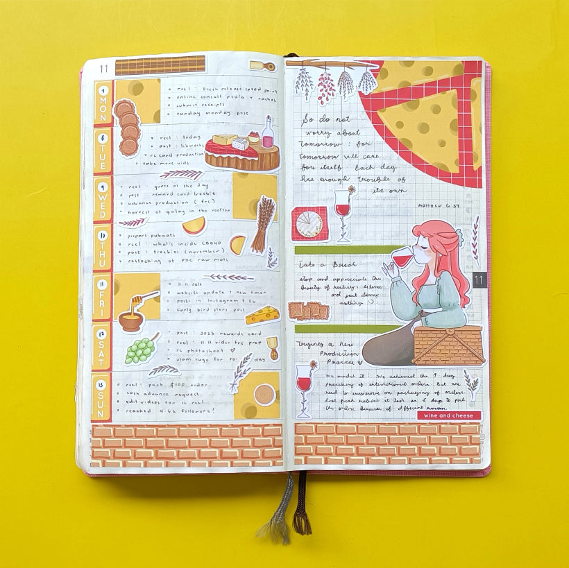Wine and Cheese | Cottage Core | Collections Stickers | C283