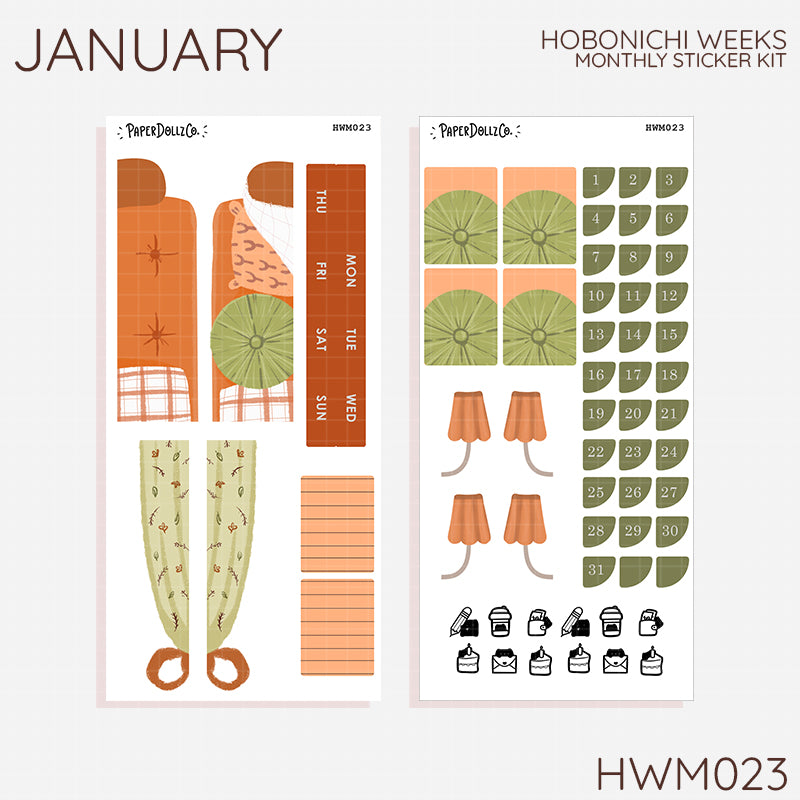 2027 Hobonichi Monthly Stickers | Hobonichi Weeks Planner Kit | Monthly Journal Sticker