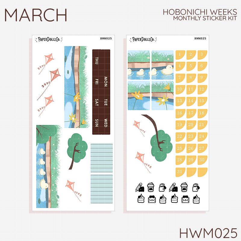 2027 Hobonichi Monthly Stickers | Hobonichi Weeks Planner Kit | Monthly Journal Sticker