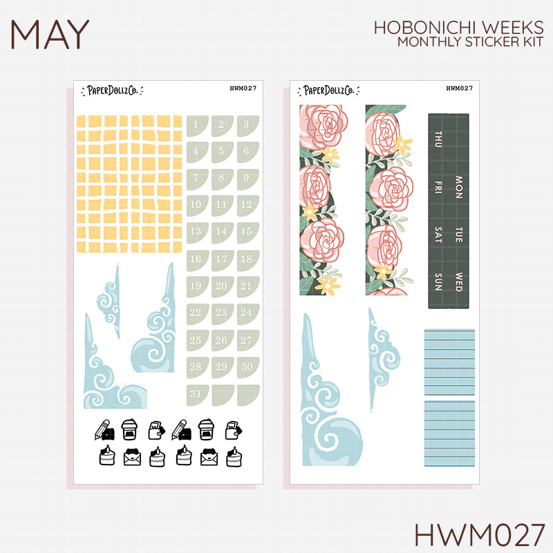 2027 Hobonichi Monthly Stickers | Hobonichi Weeks Planner Kit | Monthly Journal Sticker