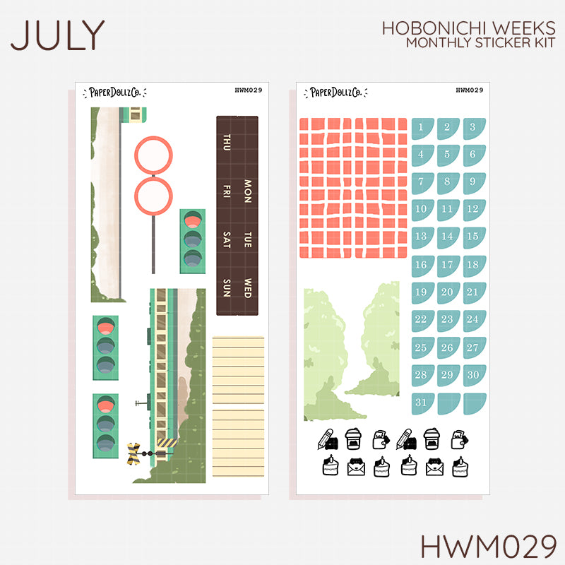 2027 Hobonichi Monthly Stickers | Hobonichi Weeks Planner Kit | Monthly Journal Sticker