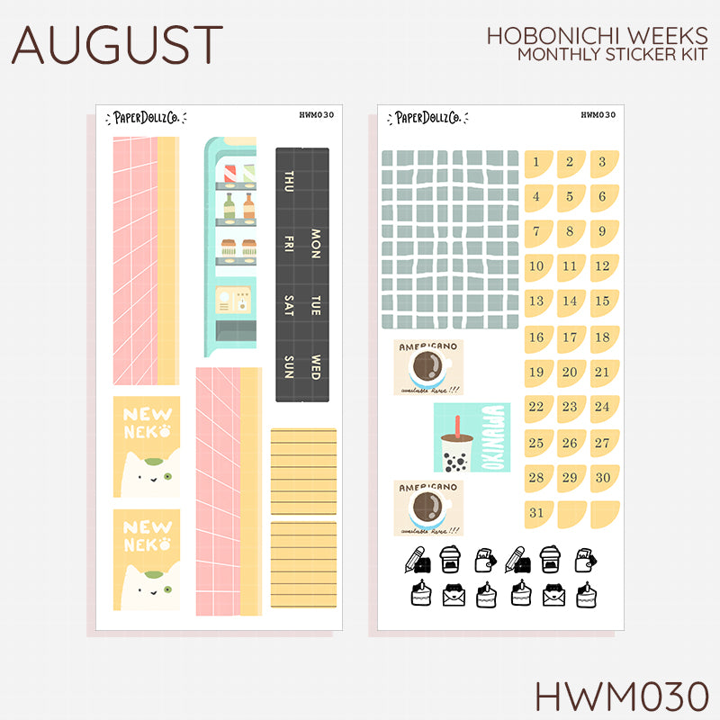 2027 Hobonichi Monthly Stickers | Hobonichi Weeks Planner Kit | Monthly Journal Sticker