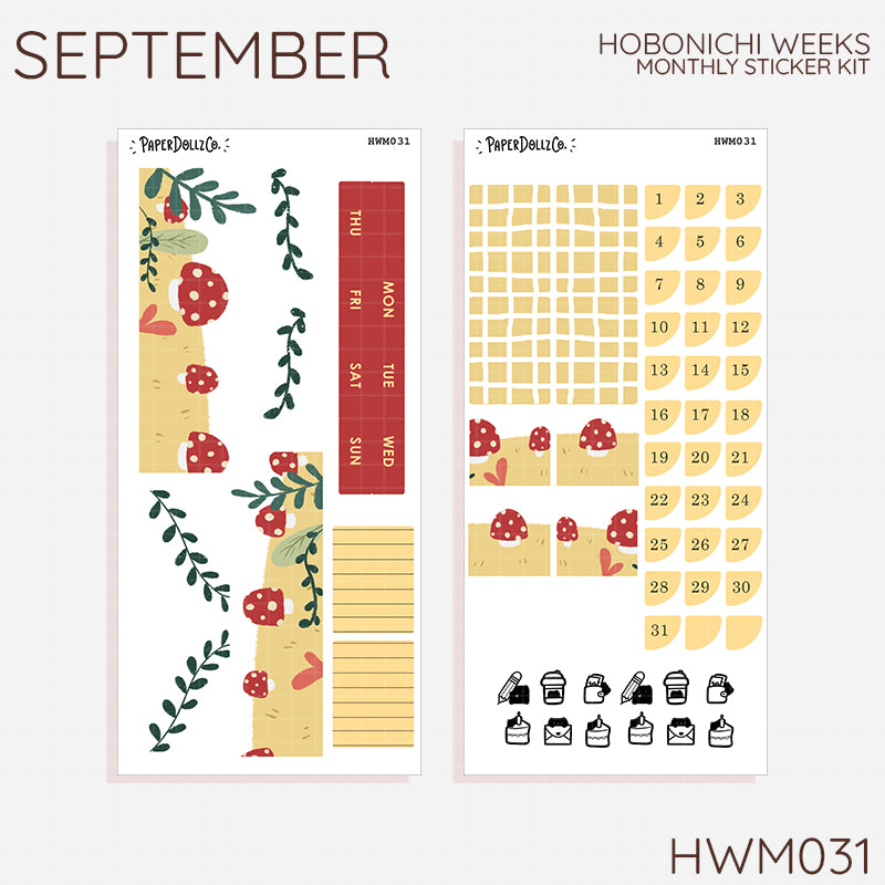 2027 Hobonichi Monthly Stickers | Hobonichi Weeks Planner Kit | Monthly Journal Sticker