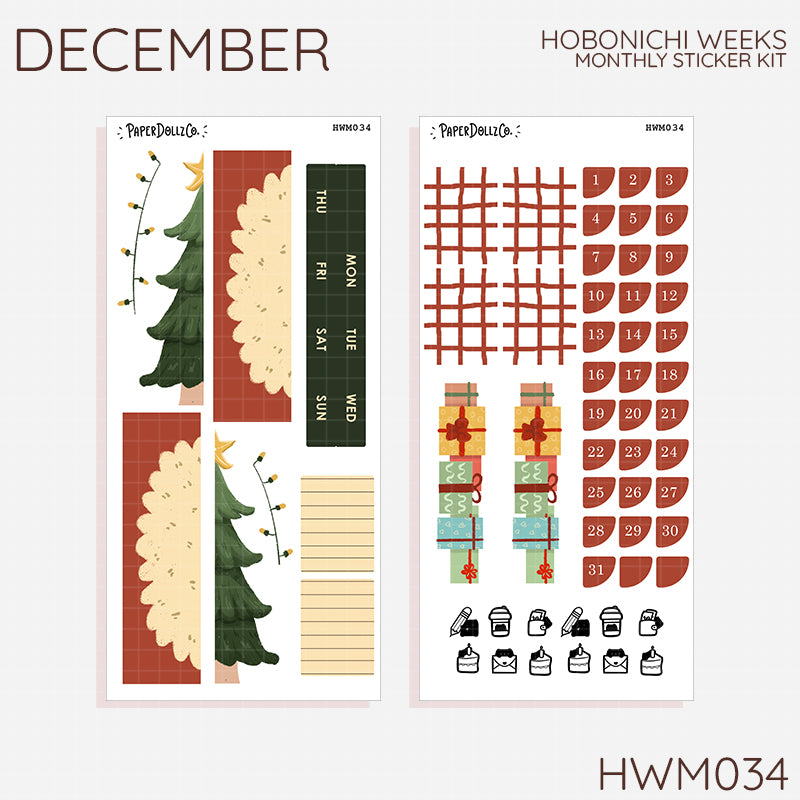 2027 Hobonichi Monthly Stickers | Hobonichi Weeks Planner Kit | Monthly Journal Sticker