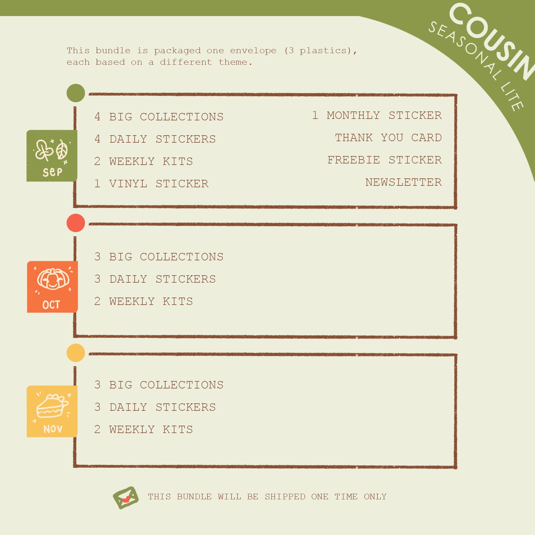 Seasonal Lite | Hobonichi Cousin | Dear Dolly Snail Mail Subscription