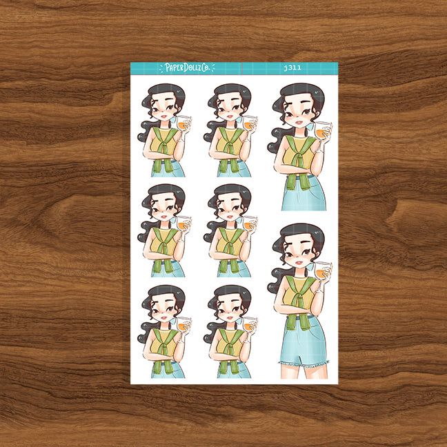 Sun-filled Summer Princess Paperdollzco Planner Stickers | J311