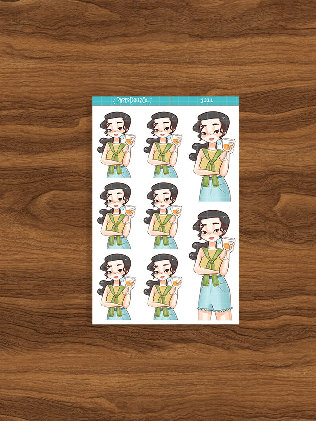 Sun-filled Summer Princess Paperdollzco Planner Stickers | J311