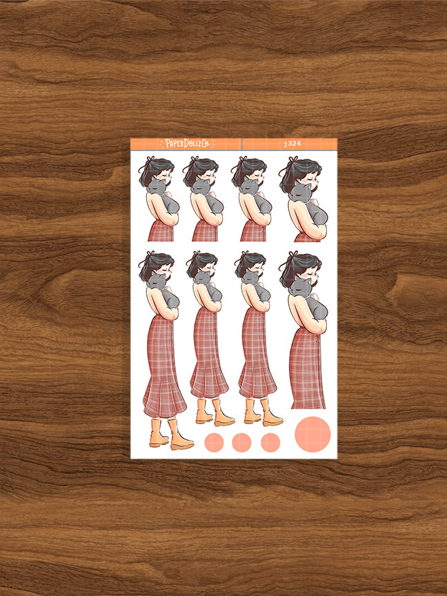 Gray Cat Autumn Purrfection Paperdollzco Planner Stickers | J326