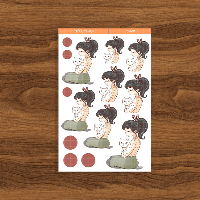 White Cat Autumn Purrfection Paperdollzco Planner Stickers | J329