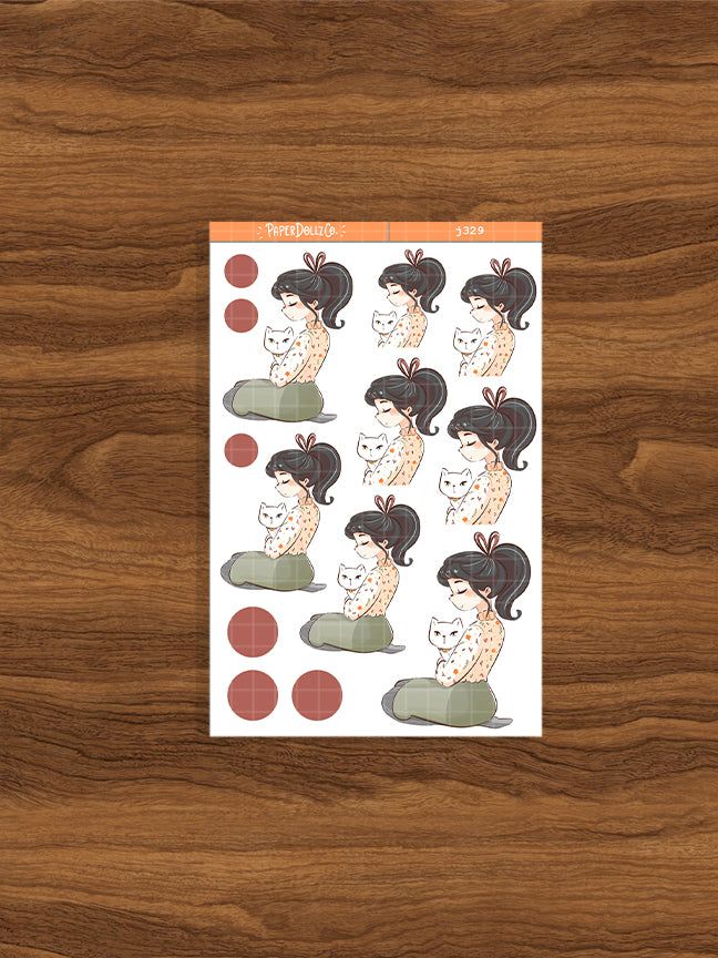 White Cat Autumn Purrfection Paperdollzco Planner Stickers | J329