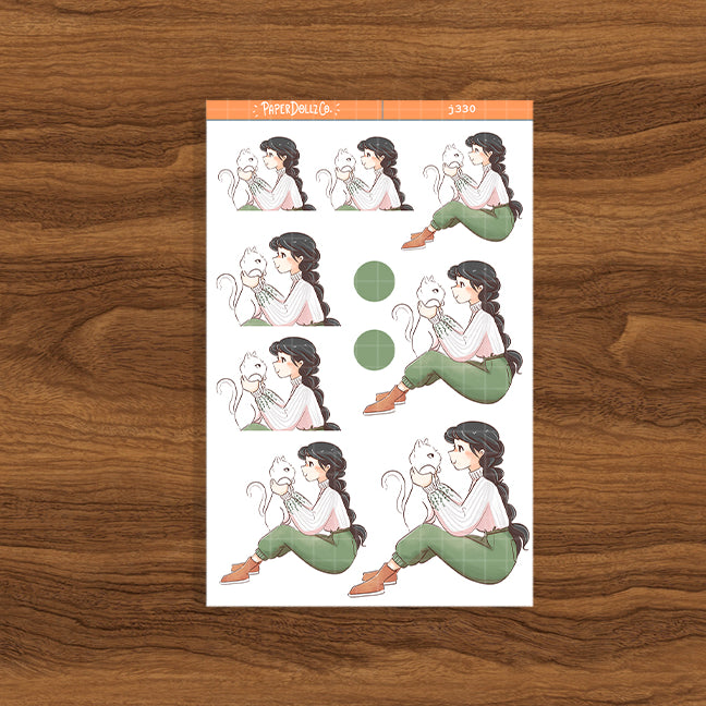 White Cat Autumn Purrfection Paperdollzco Planner Stickers | J330