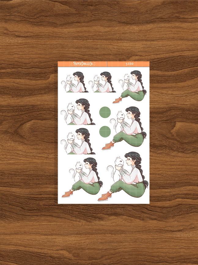 White Cat Autumn Purrfection Paperdollzco Planner Stickers | J330