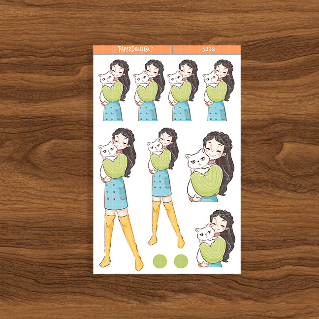 White Cat Autumn Purrfection Paperdollzco Planner Stickers | J332