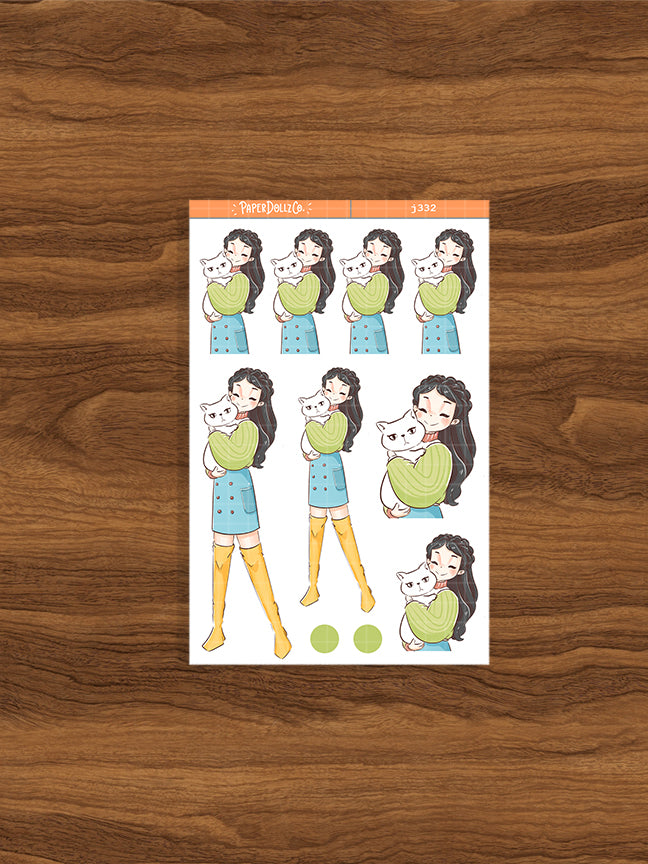 White Cat Autumn Purrfection Paperdollzco Planner Stickers | J332