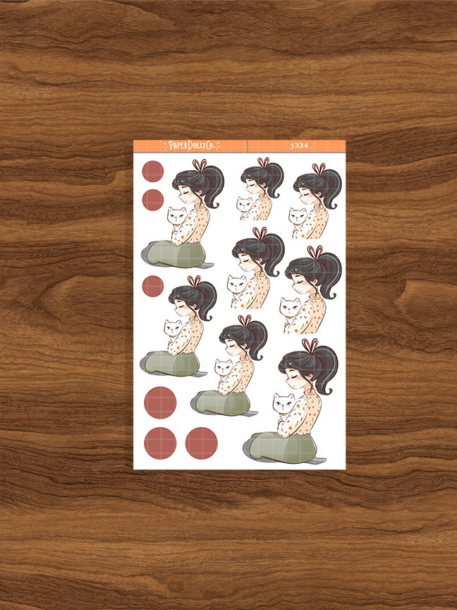 White Cat Autumn Purrfection Paperdollzco Planner Stickers | J334