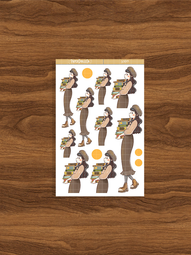 Bookworm Cottage Core Paperdollzco Planner Stickers | J337