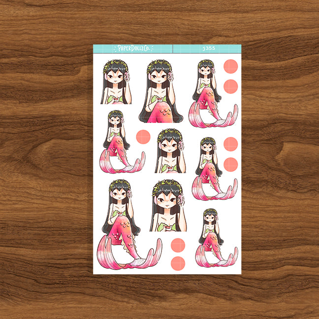 Retro The Modern Mermaids Paperdollzco Planner Stickers | J355