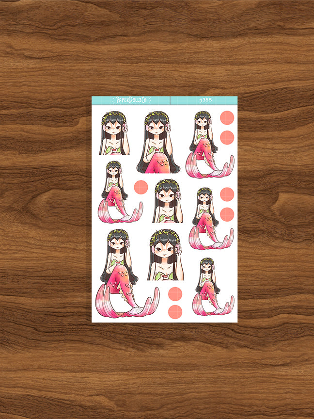 Retro The Modern Mermaids Paperdollzco Planner Stickers | J355