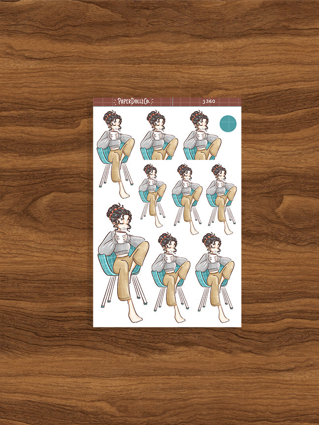 Cozy Coffee Home Buddy Paperdollzco Planner Stickers | J360