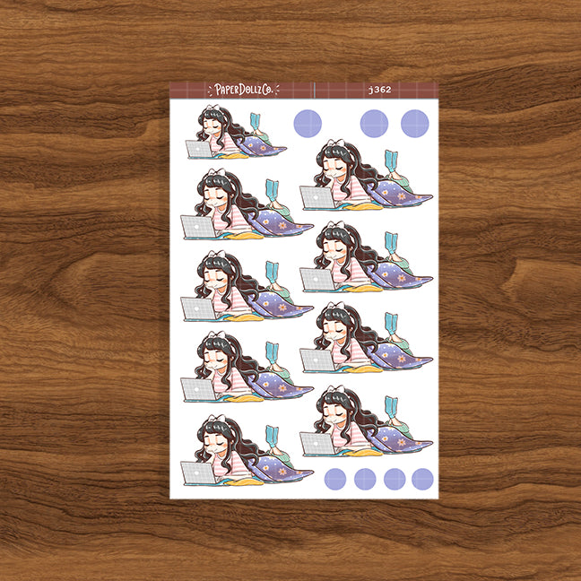 Binge-watch Home Buddy Paperdollzco Planner Stickers | J362