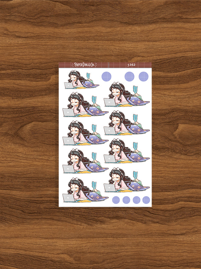 Binge-watch Home Buddy Paperdollzco Planner Stickers | J362