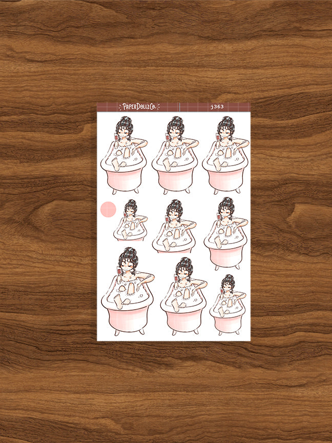 Bath Time Home Buddy Paperdollzco Planner Stickers | J363