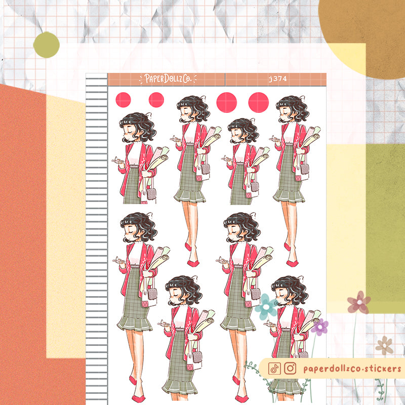 Efficient Working Women Paperdollzco Planner Stickers | J374