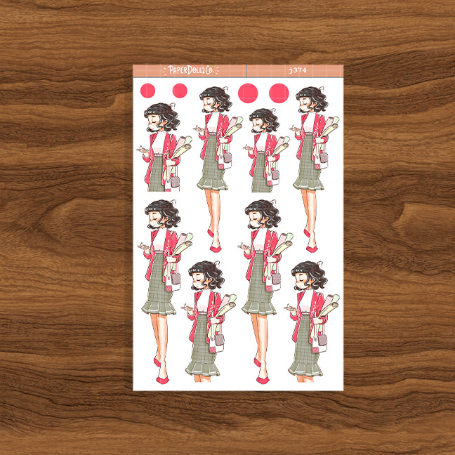 Efficient Working Women Paperdollzco Planner Stickers | J374