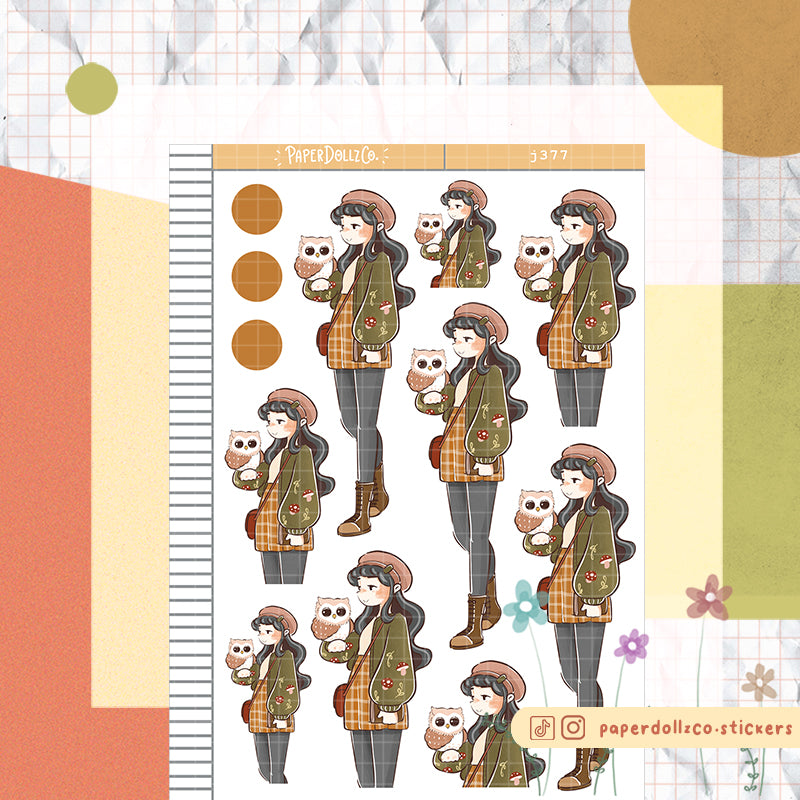 Owl Birds of Autumn Paperdollzco Planner Stickers | J377