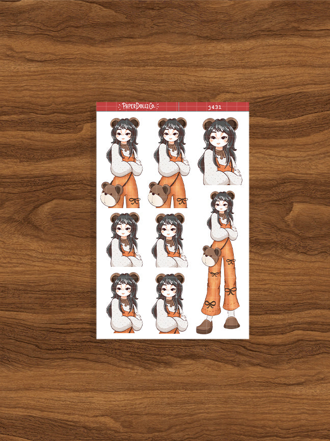 Bear Fluffy Tails Just Dolls Stickers | J431