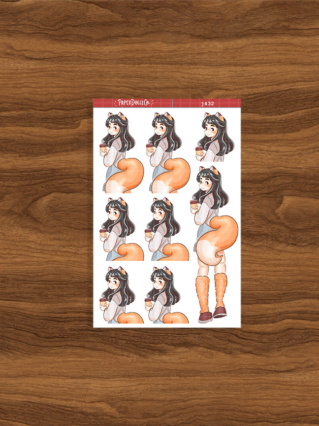 Fox Fluffy Tails Just Dolls Stickers | J432