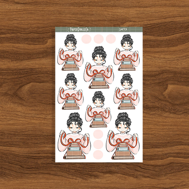 Bookworm | Unbox the Joy | Just Dolls Stickers | J473